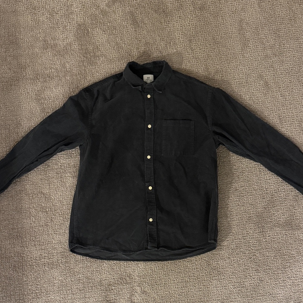 H&M Charcoal Relaxed Fit Corduroy Shirt